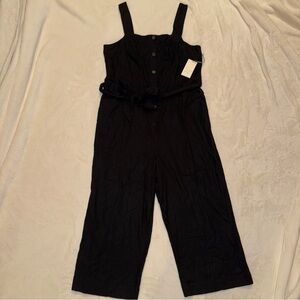 A New Day Black Calf Length Button Jumpsuit With Tie Belt Size XL
